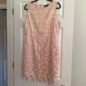 Tahari light pink floral cut out dress